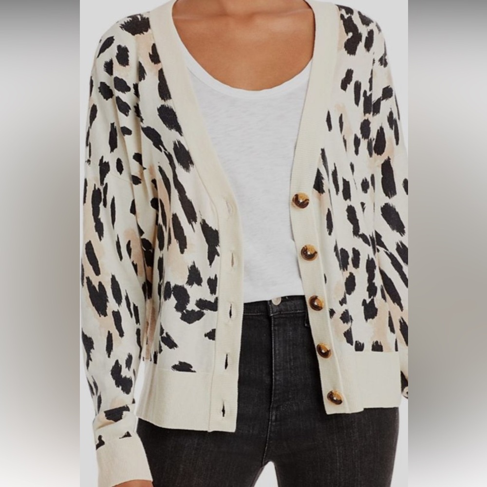 Sanctuary Cream and Black Animal Print Lightweight Patterned Cardigan
